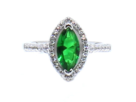 A Emerald & White Cubic Zirconia Ring
