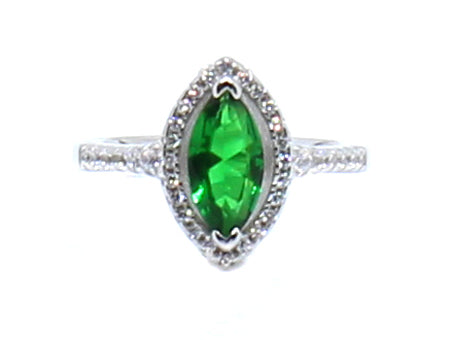 A Emerald & White Cubic Zirconia Ring