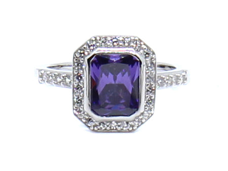 A Amethyst and White Cubic Zirconia Ring