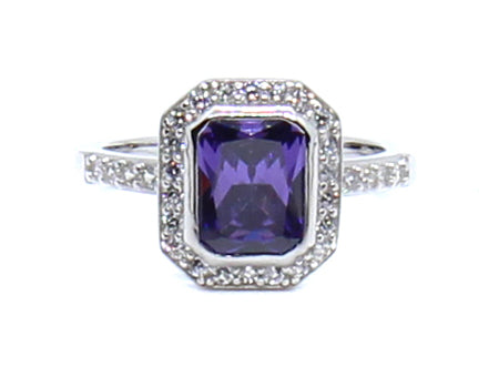 A Amethyst and White Cubic Zirconia Ring