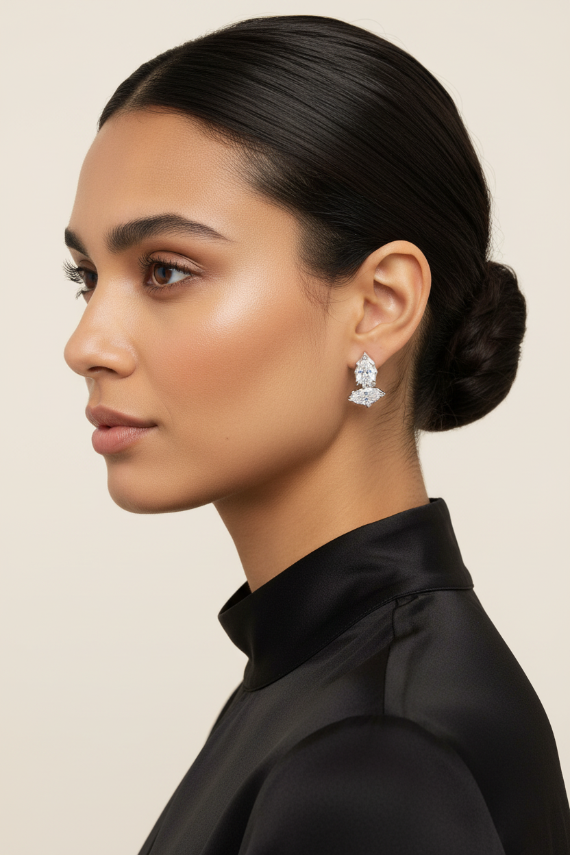 White Cubic Zirconia Silver Earring