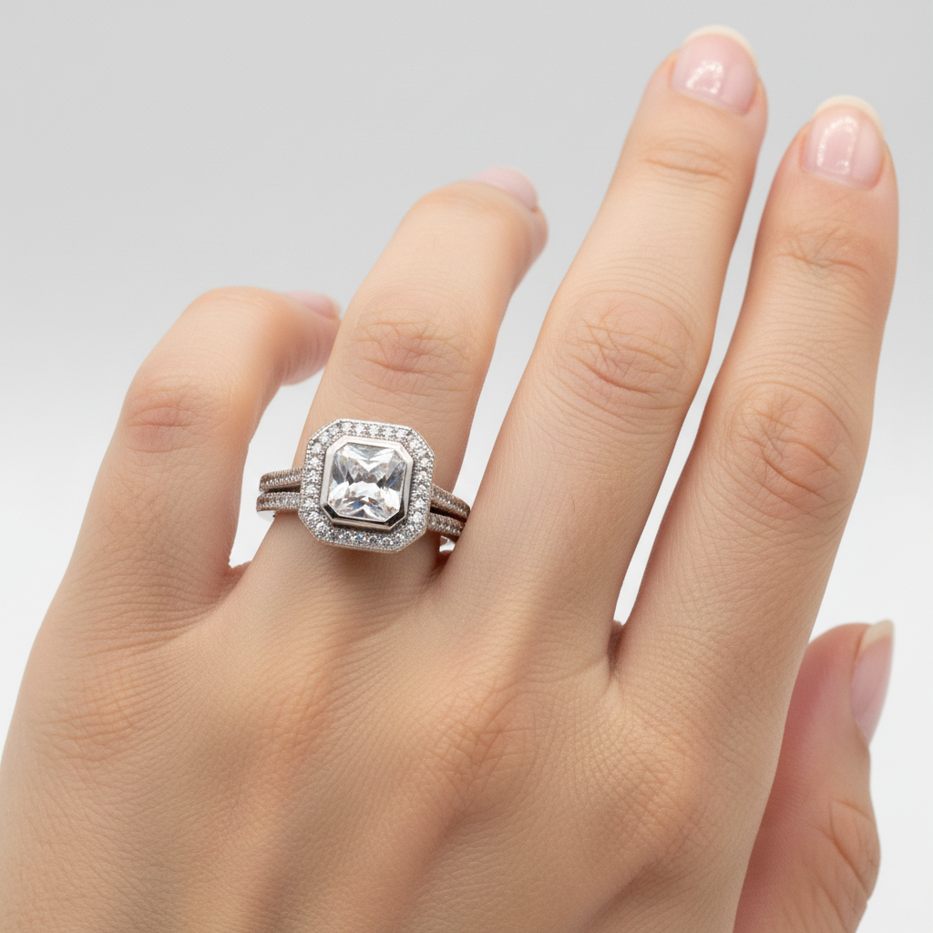A White Cubic Zirconia Ring Set