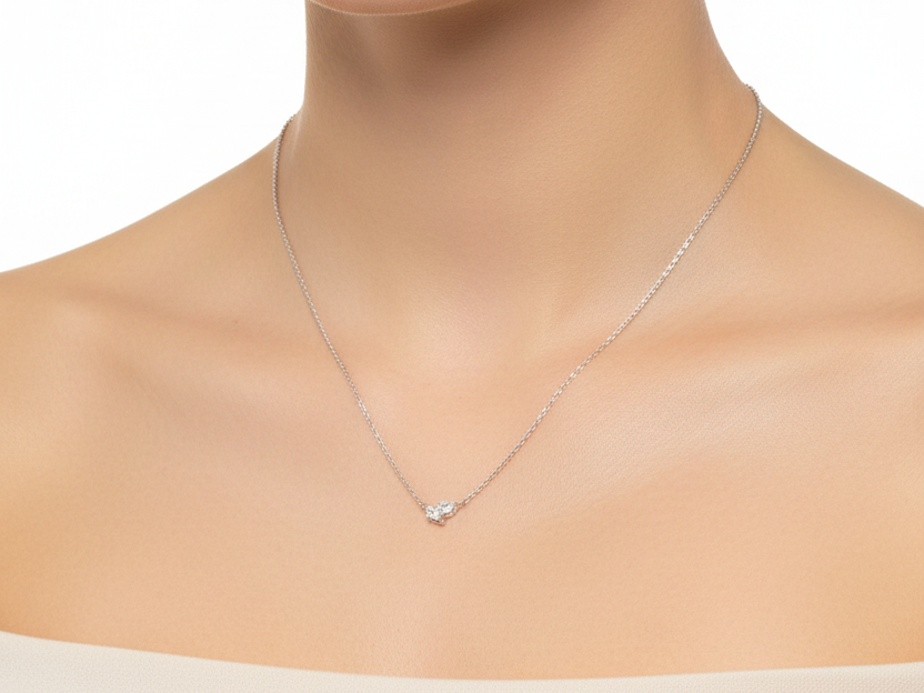 Silver White CZ Necklace