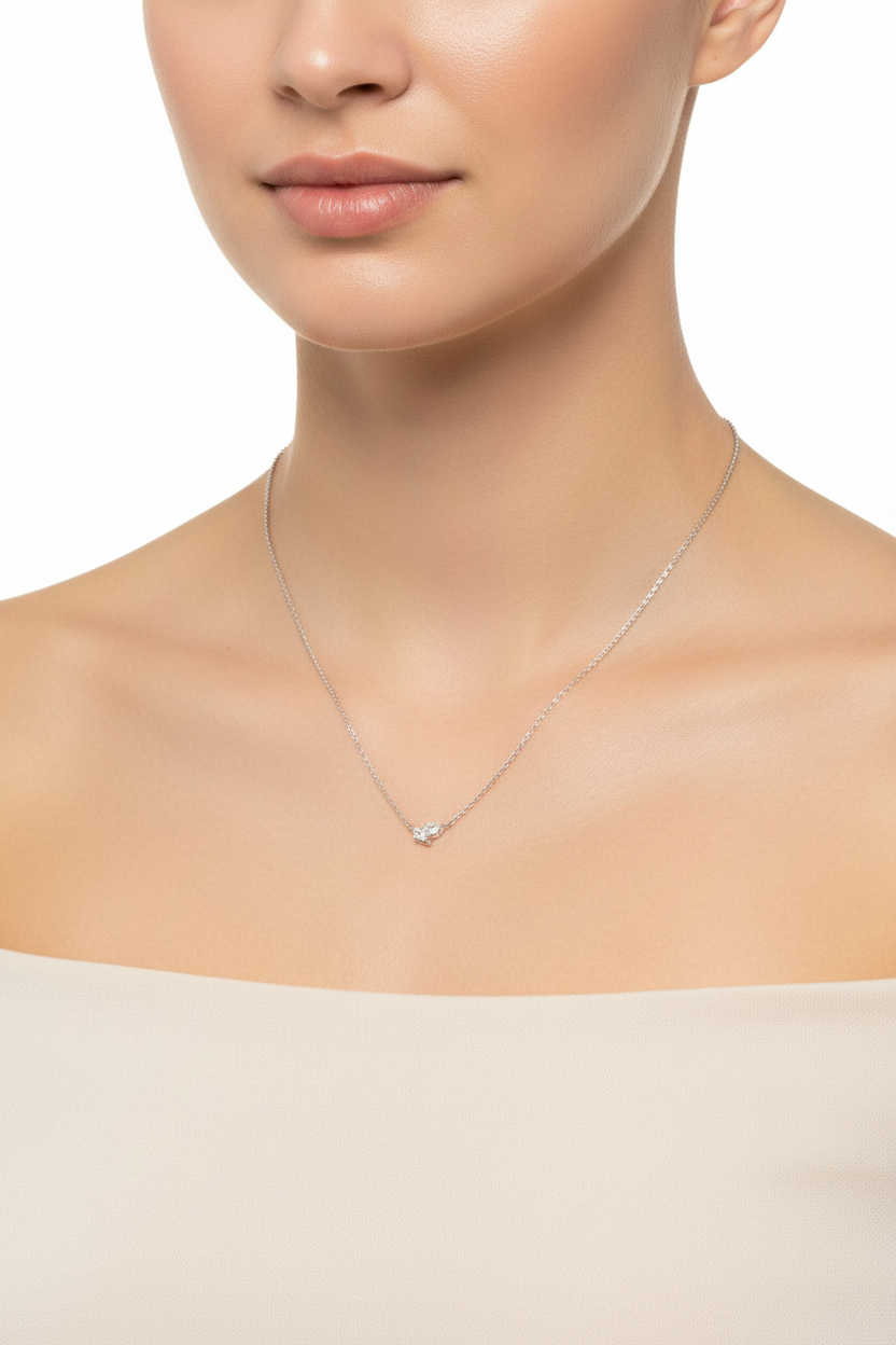 White Cubic Zirconia Silver Earring