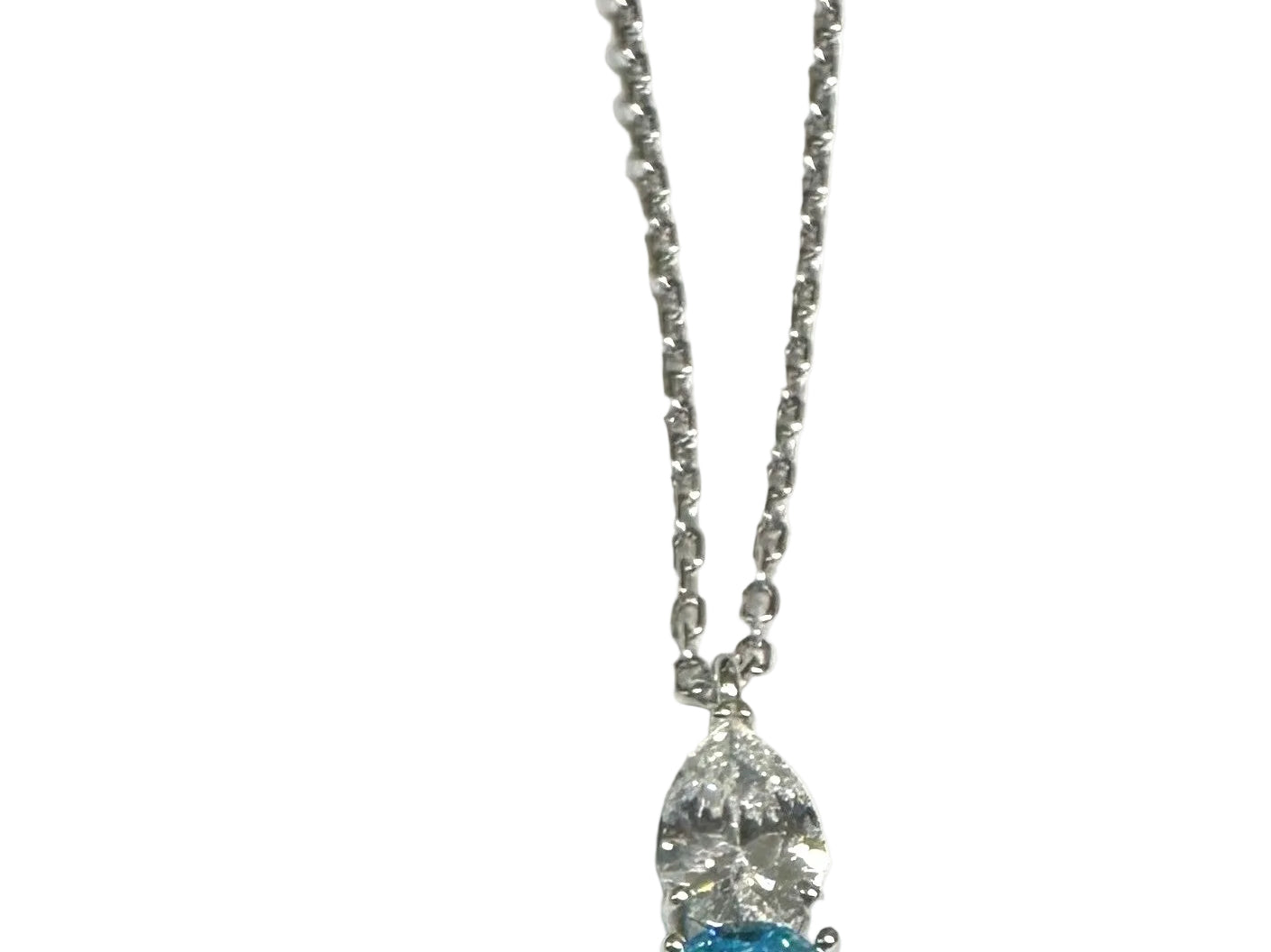 Silver Aquamarine & White CZ Necklace