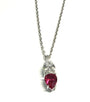 Silver Ruby & White CZ Necklace