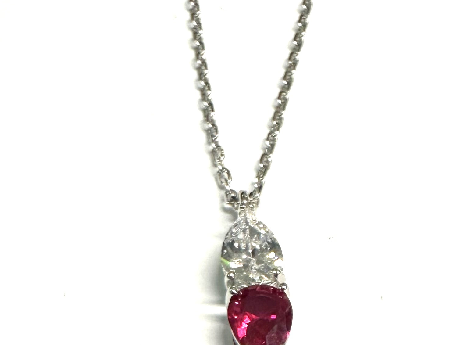 Silver Ruby & White CZ Necklace