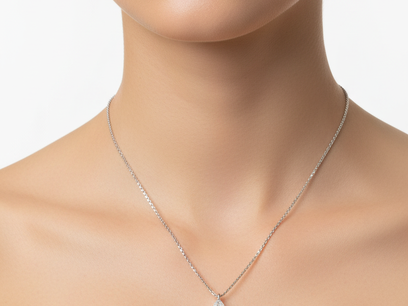 Silver White CZ Necklace