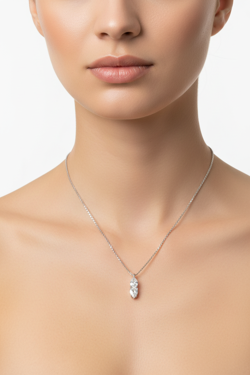 Silver White CZ Necklace