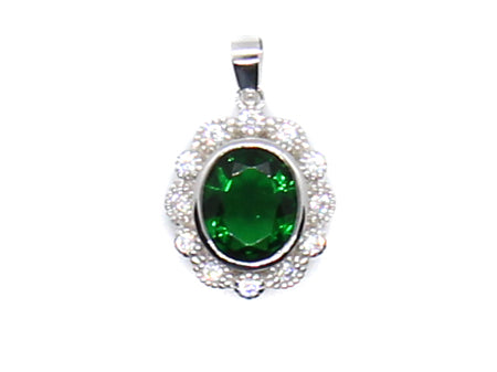 A Emerald & White Cubic Zirconia Pendant.