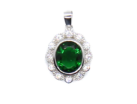 A Emerald & White Cubic Zirconia Pendant.