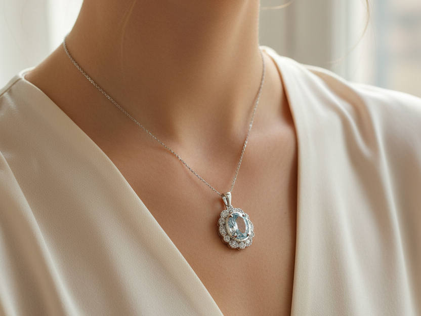 A White Cubic Zirconia Pendant.