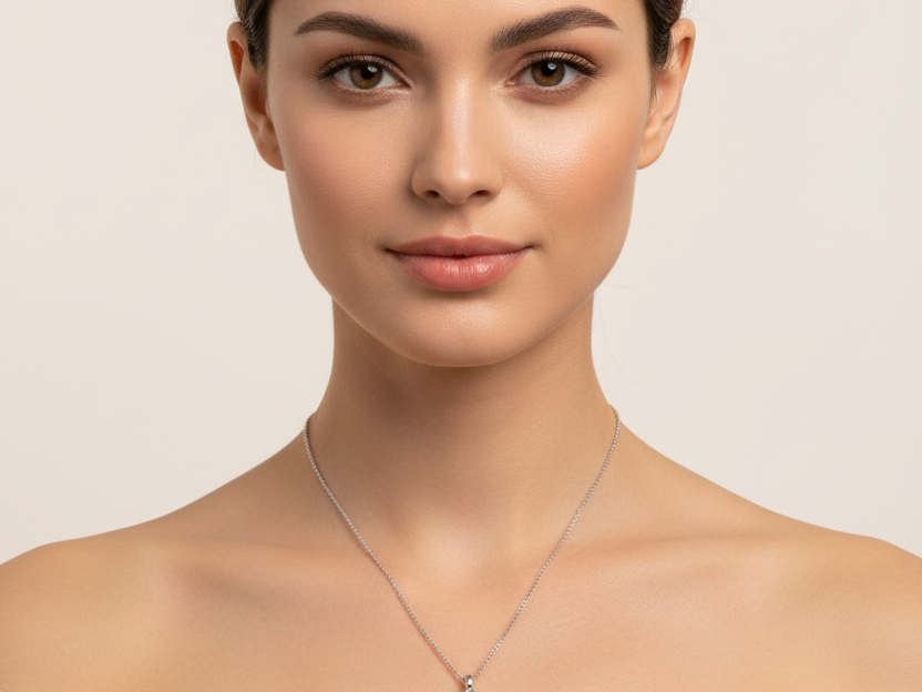 Silver White CZ Necklace