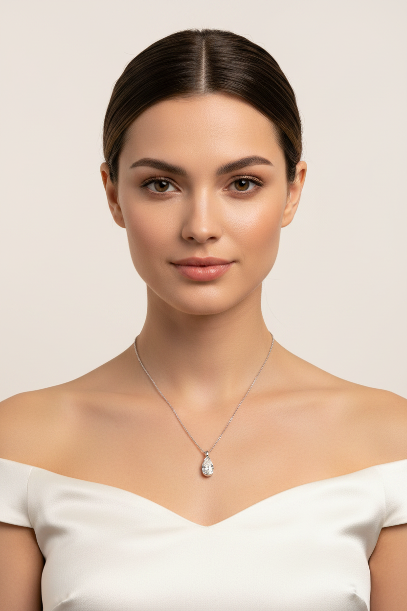 Silver White CZ Necklace