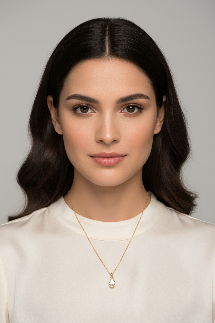 A Yellow plated Silver White CZ Necklace