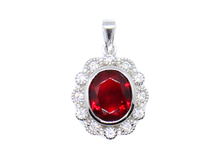 A Ruby & White Cubic Zirconia Pendant.