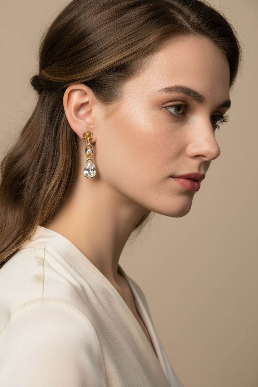 A Yellow plated Silver White CZ Necklace