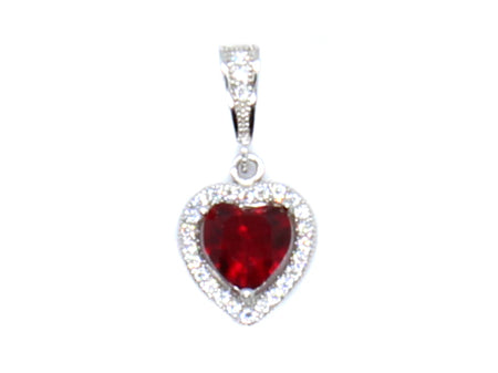 A Ruby & White Cubic Zirconia Pendant.