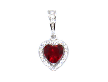 A Ruby & White Cubic Zirconia Pendant.