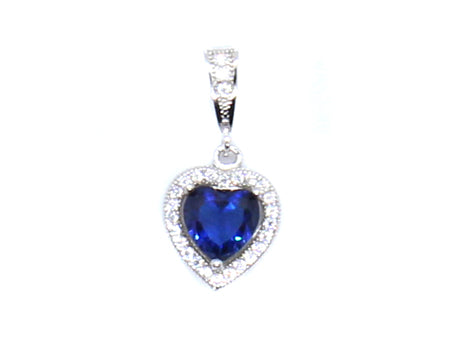 A Sapphire & White Cubic Zirconia Pendant.