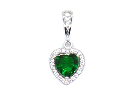 A Emerald & White Cubic Zirconia Pendant.
