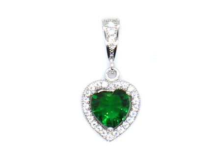 A Emerald & White Cubic Zirconia Pendant.