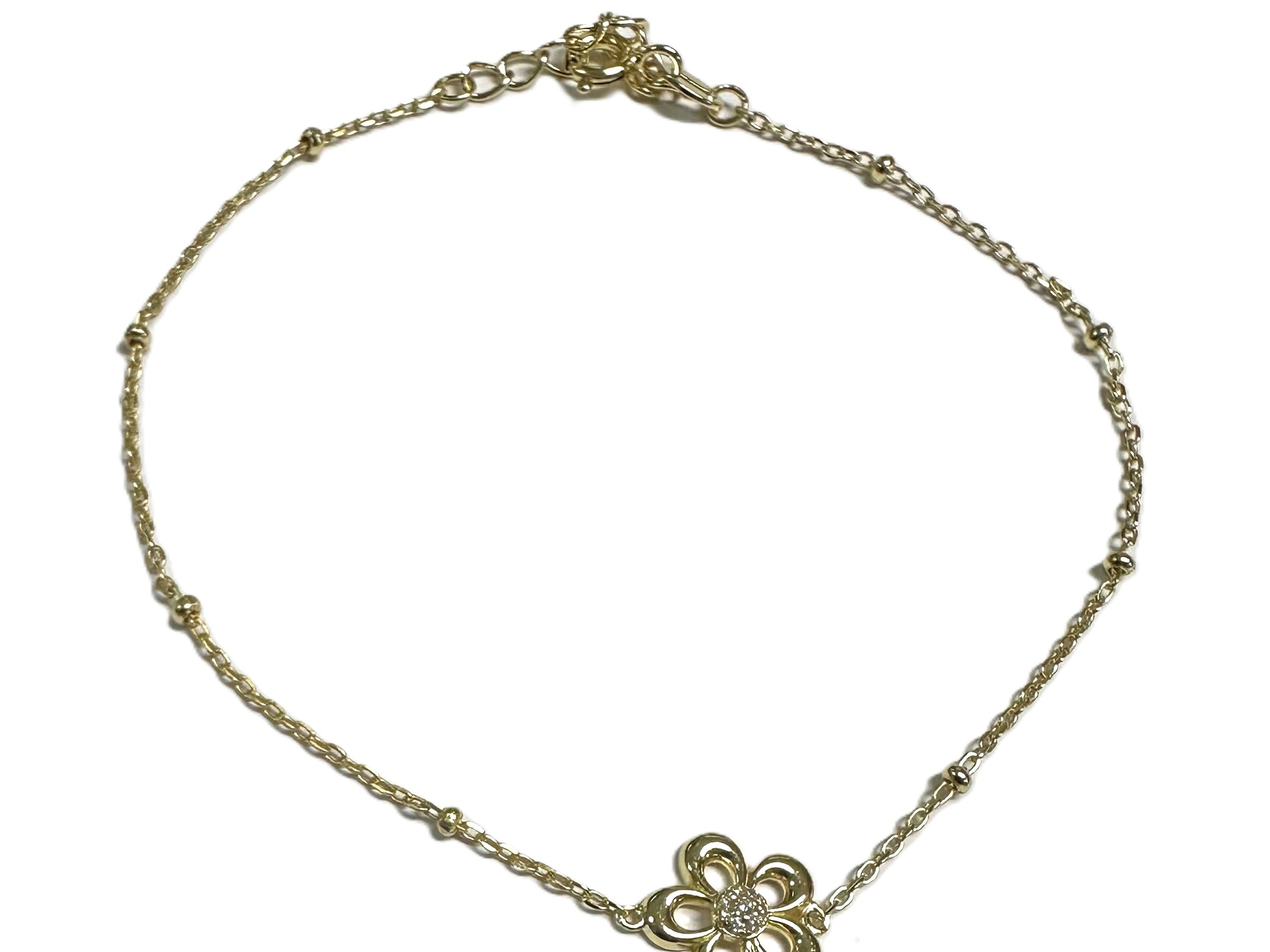 Yellow Plated Silver Cz Stone Set Flower Design Bracelet