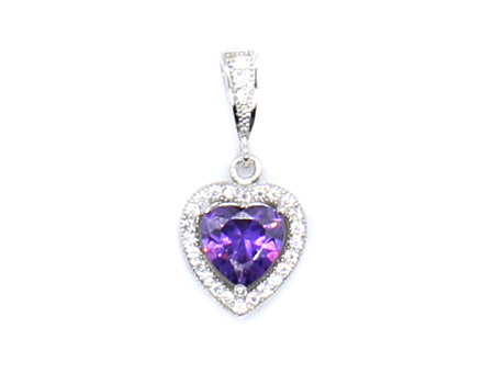 A Amethyst & White Cubic Zirconia Pendant.