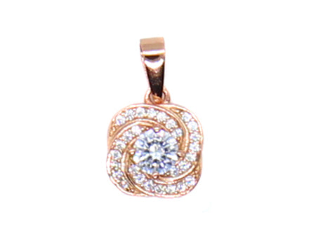 A Rose Plated On Silver With White Cubic Zirconia Pendant