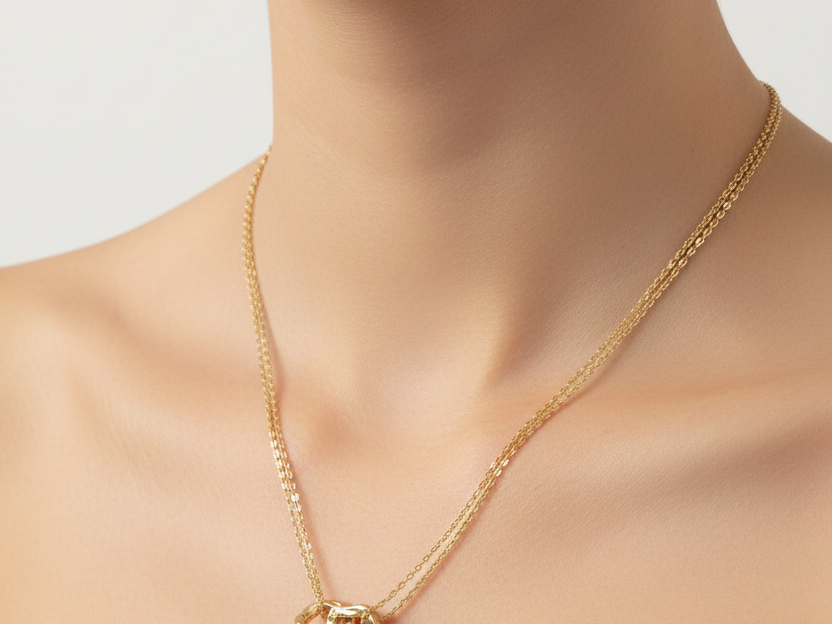 A Yellow plated Silver White CZ Necklace