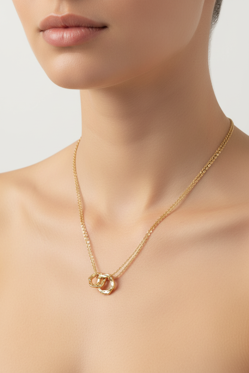 A Yellow plated Silver White CZ Necklace