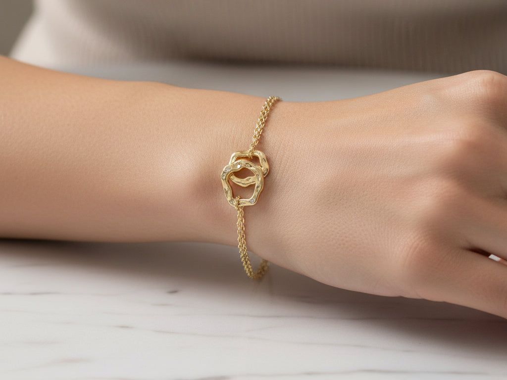 Yellow Gold Plated Silver Cz Stone Set Bracelet