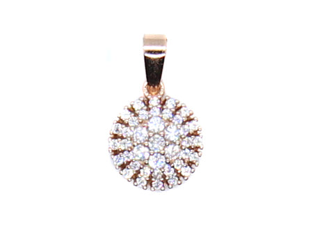 A Rose Plated On Silver With White Cubic Zirconia Pendant