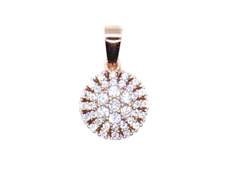 A Rose Plated On Silver With White Cubic Zirconia Pendant