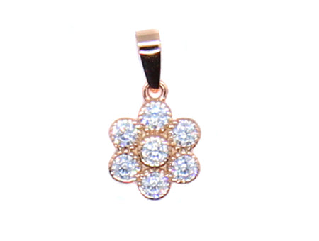 A Rose Plated On Silver With White Cubic Zirconia Pendant