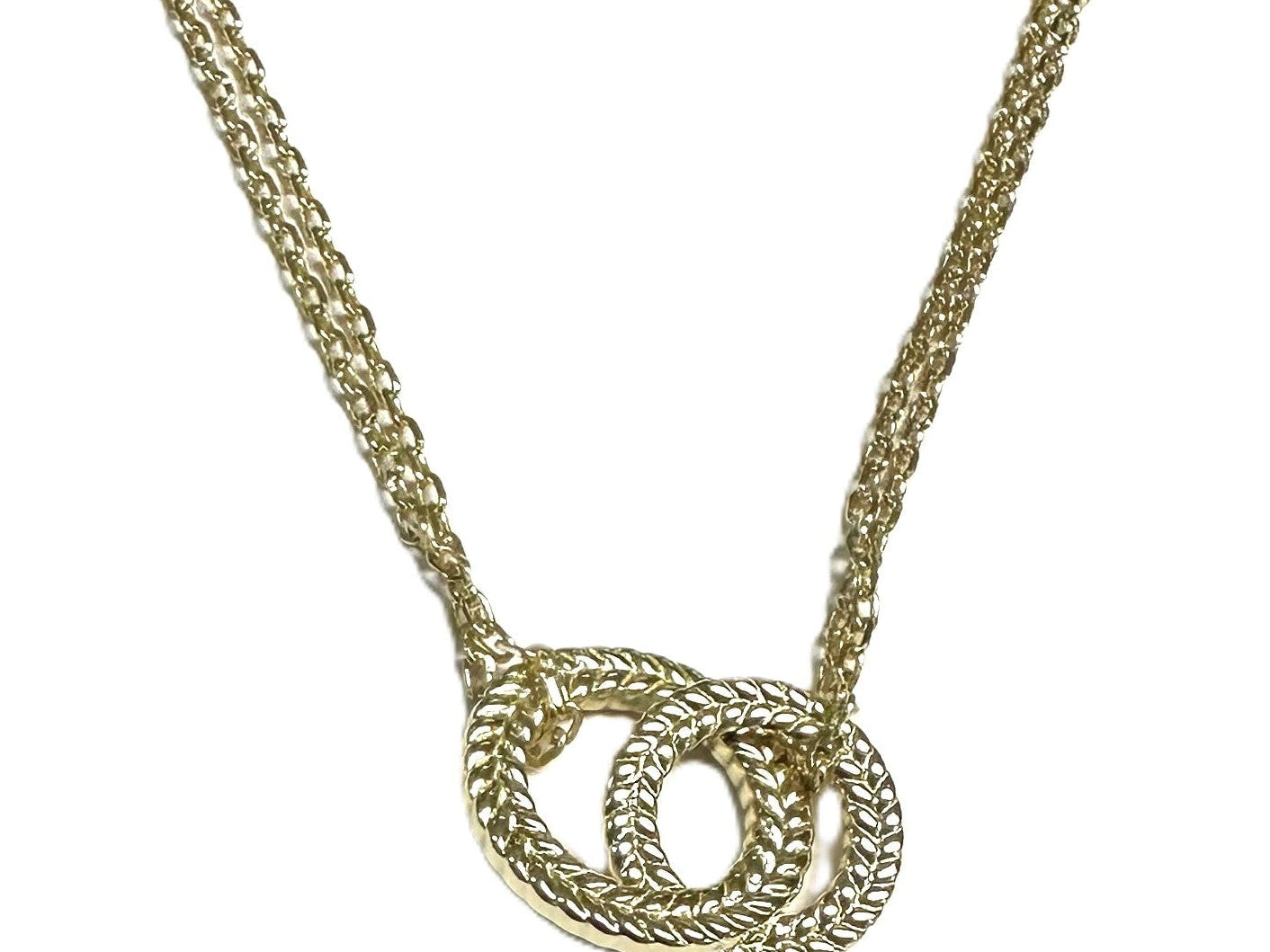 Gold Plated Silver Double Circle Necklace