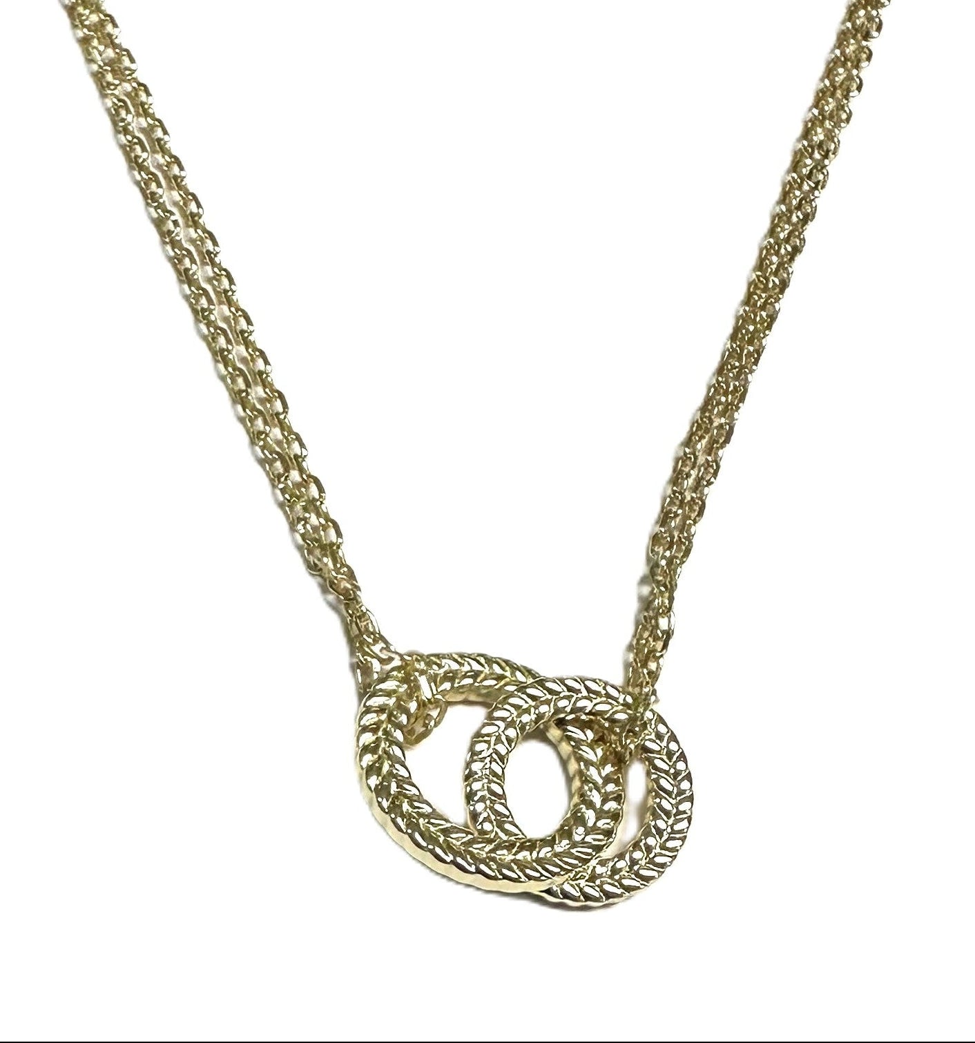 Gold Plated Silver Double Circle Necklace