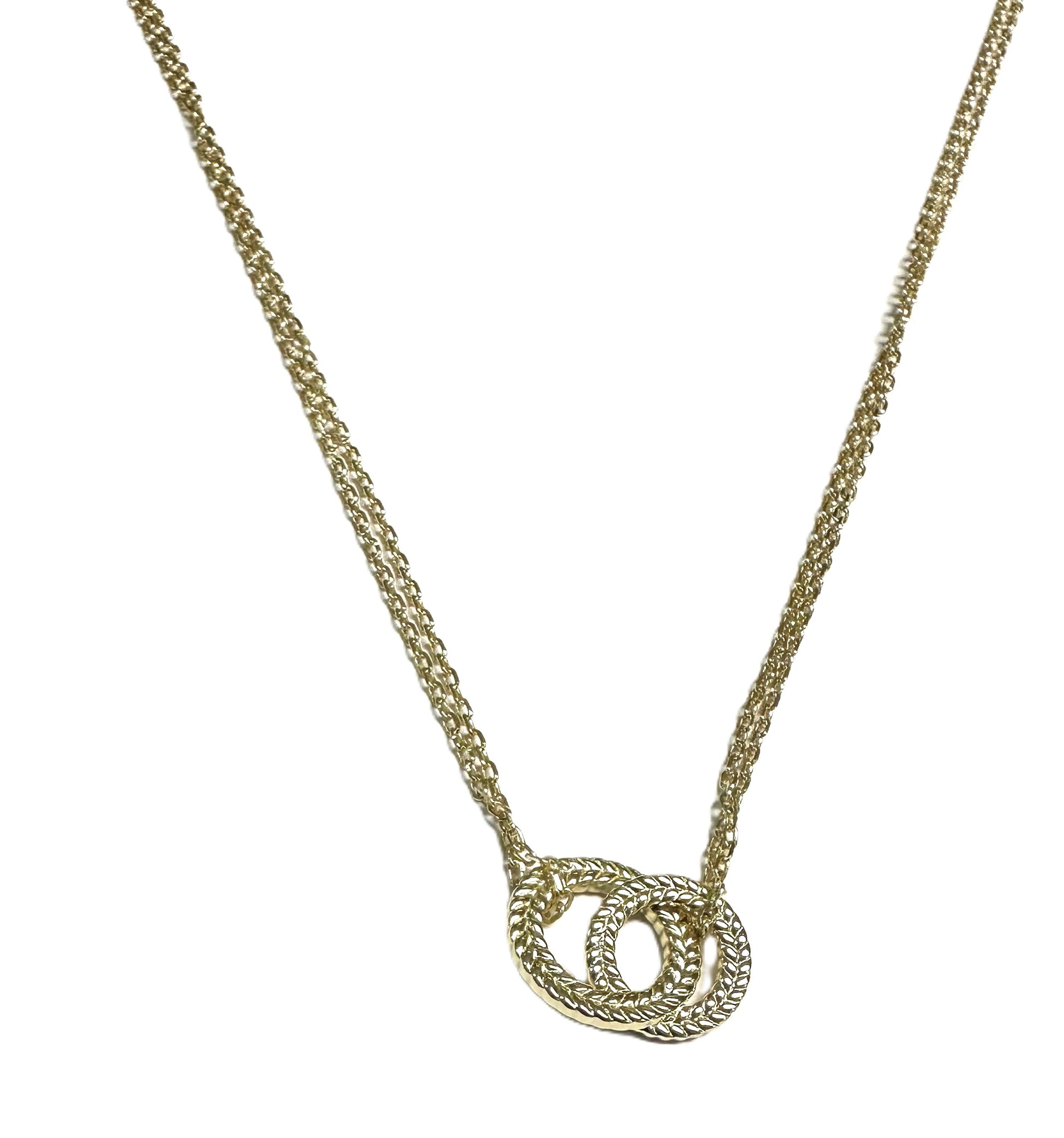 Gold Plated Silver Double Circle Necklace
