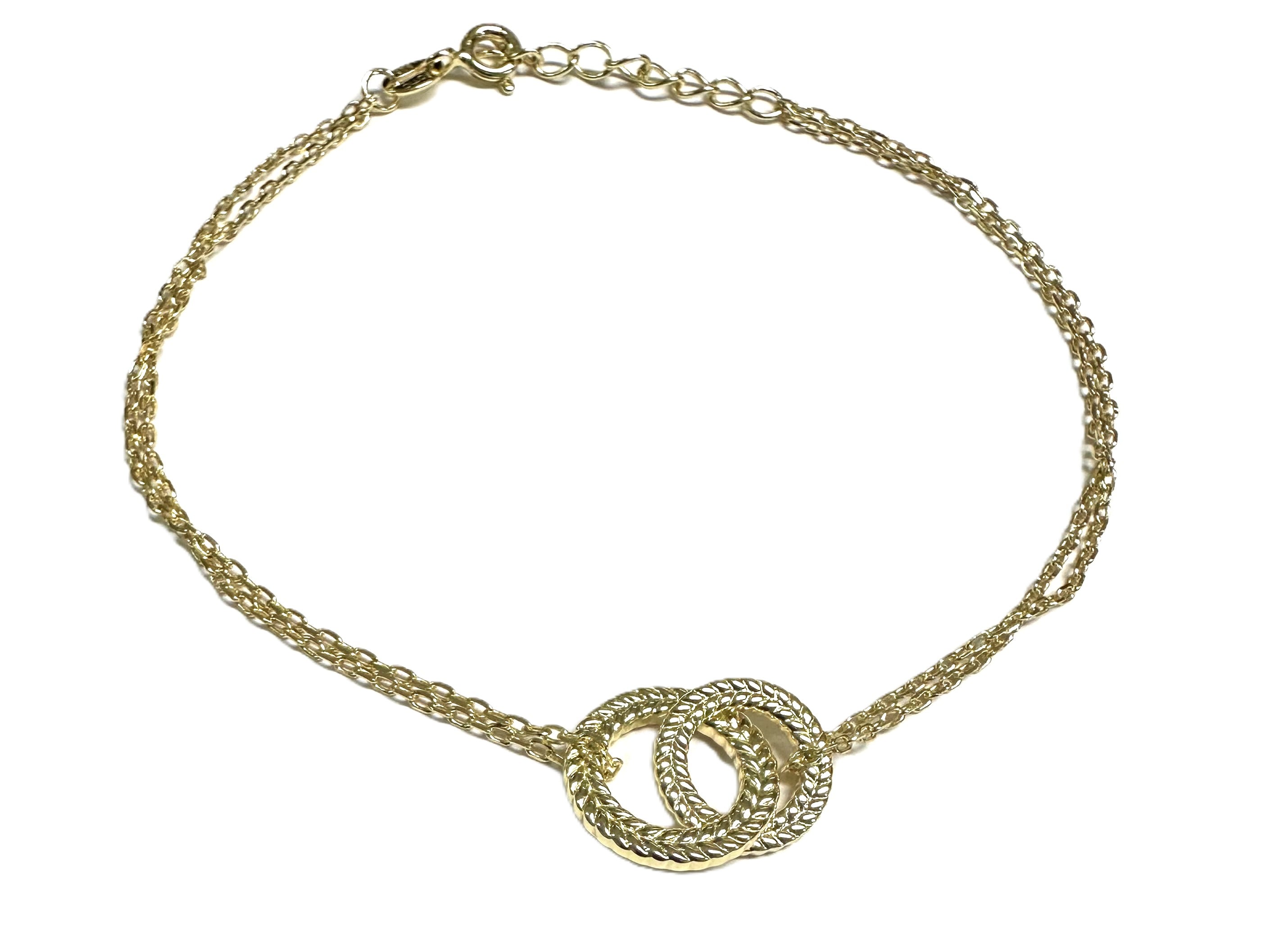 Gold Plated Silver Double Circle Necklace