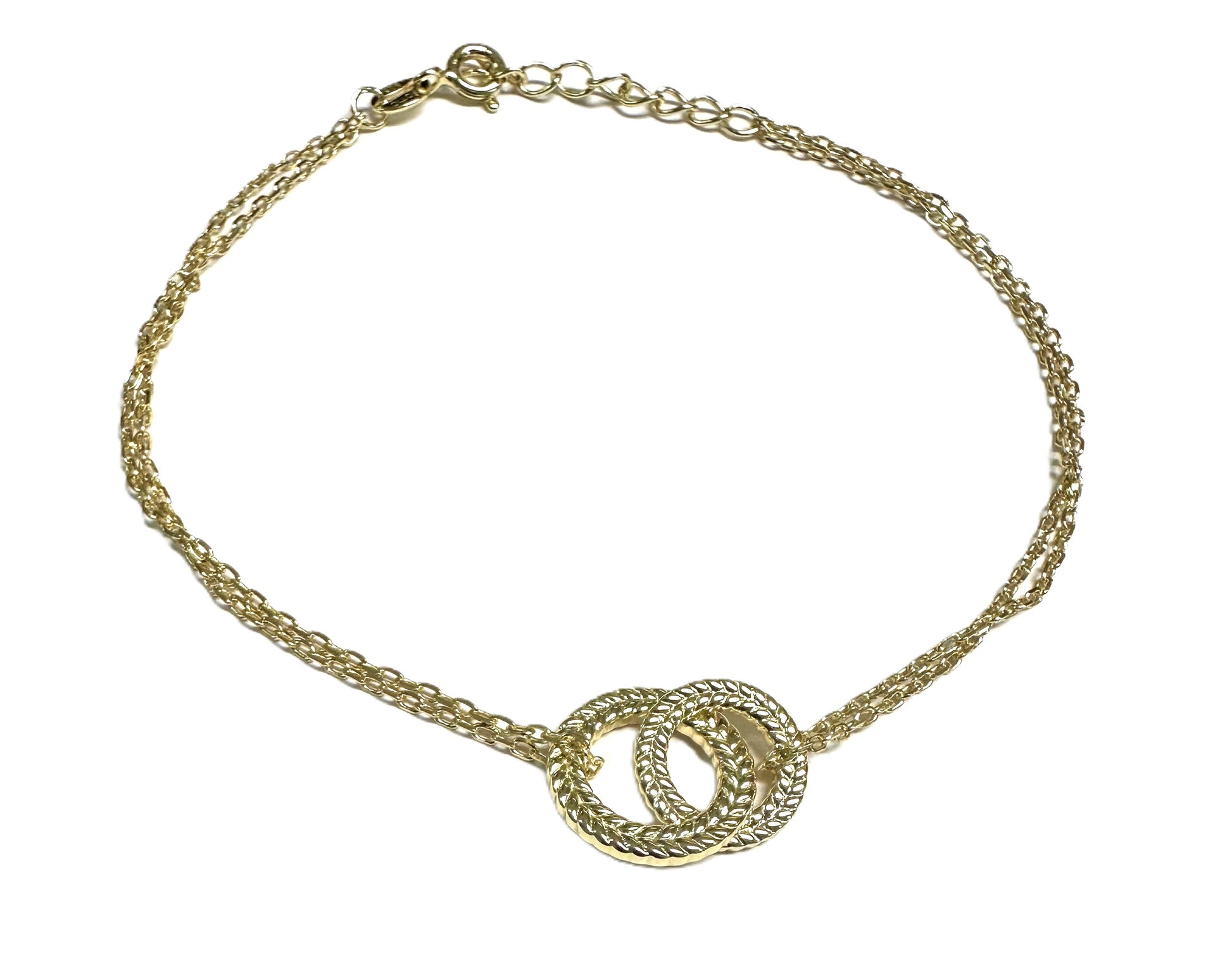 Gold Plated Silver Double Circle Necklace