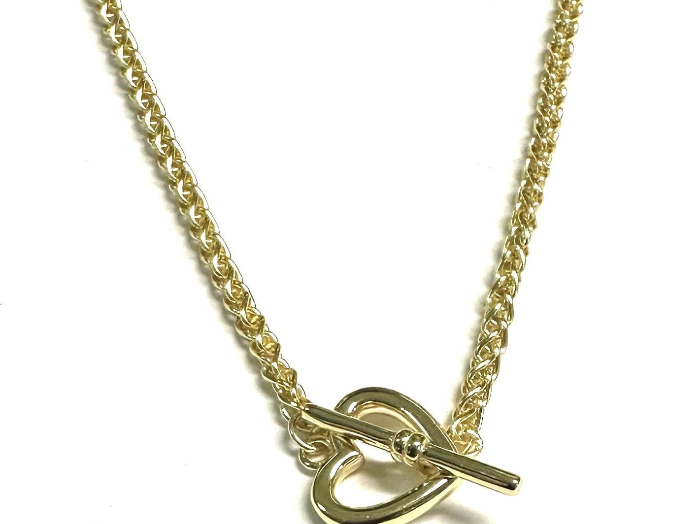 Gold Plated Silver Heart T Bar Necklace
