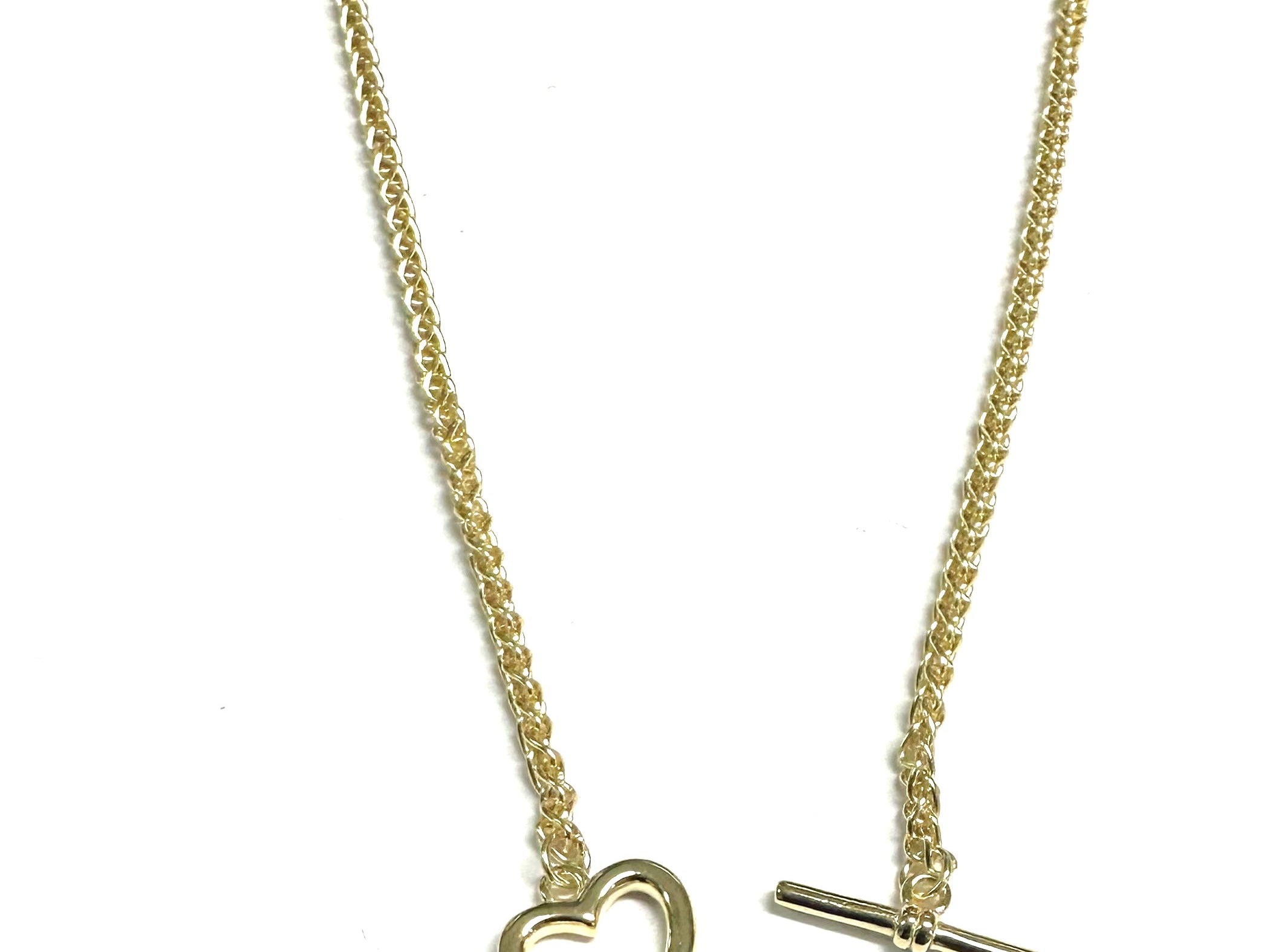Gold Plated Silver Heart T Bar Necklace
