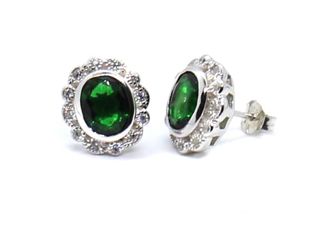 A Emerald & White Cubic Zirconia Earring.