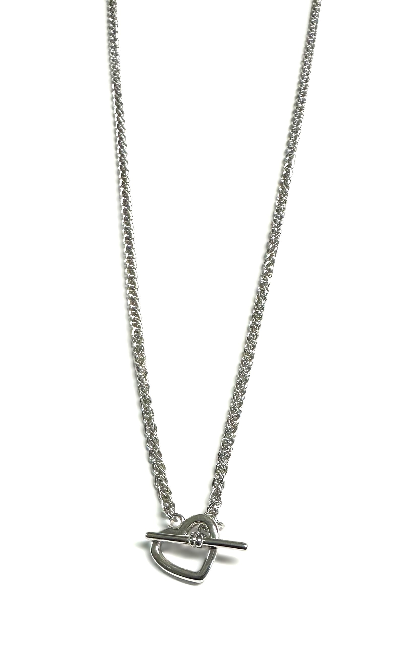 Silver Heart T Bar Necklace