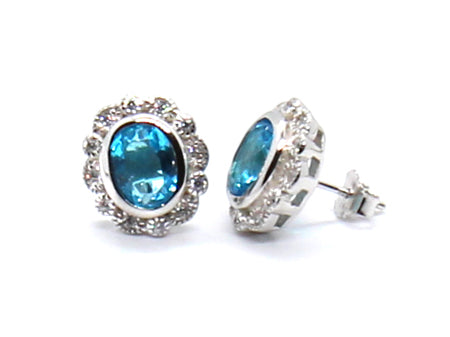 A Aquamarine & White Cubic Zirconia Earring.