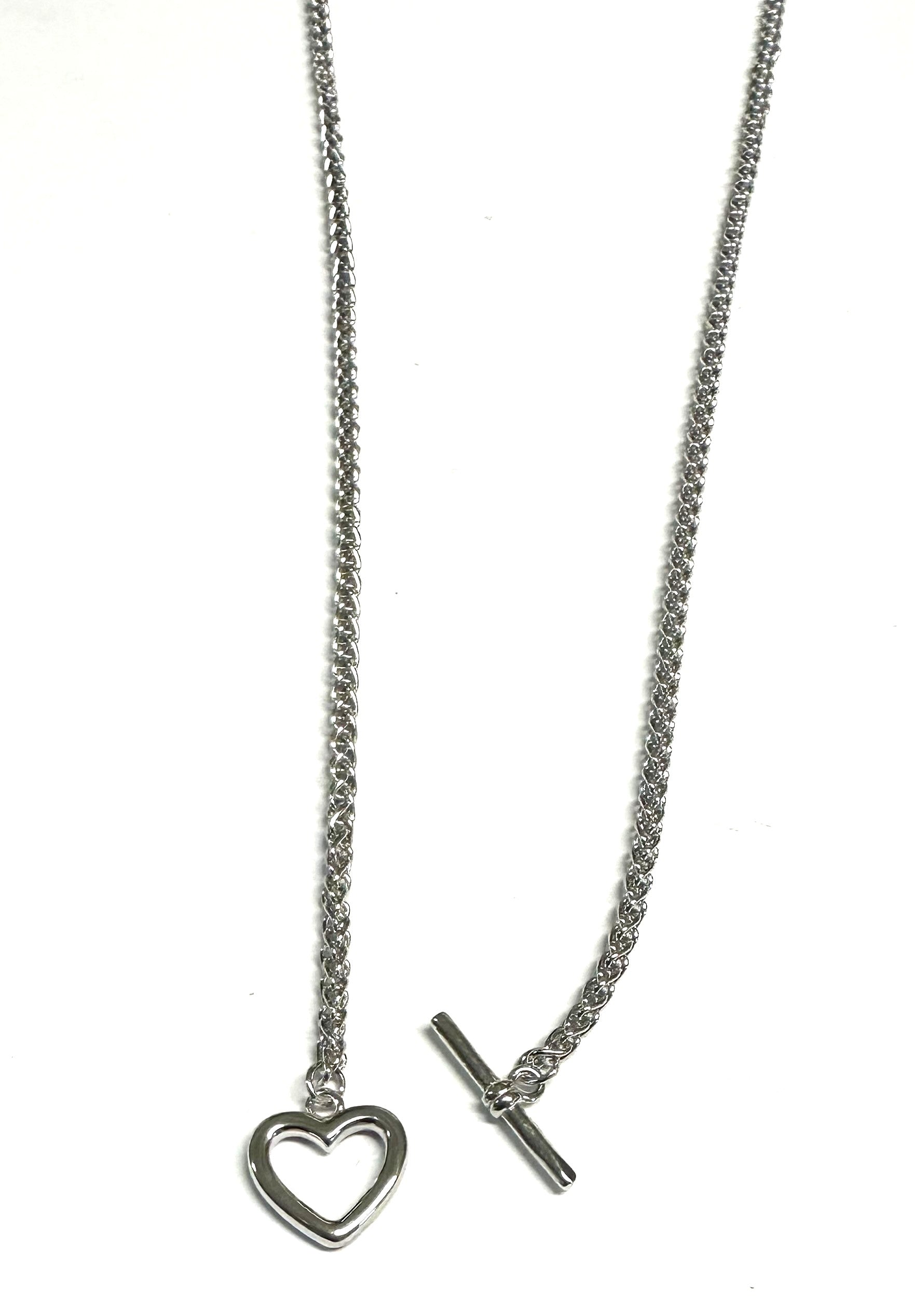Silver Heart T Bar Necklace