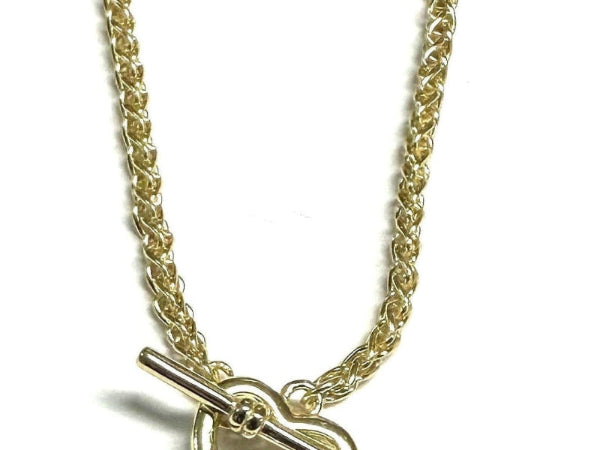 Gold Plated Silver Heart T bar Bracelet
