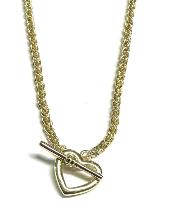 Gold Plated Silver Heart T bar Bracelet