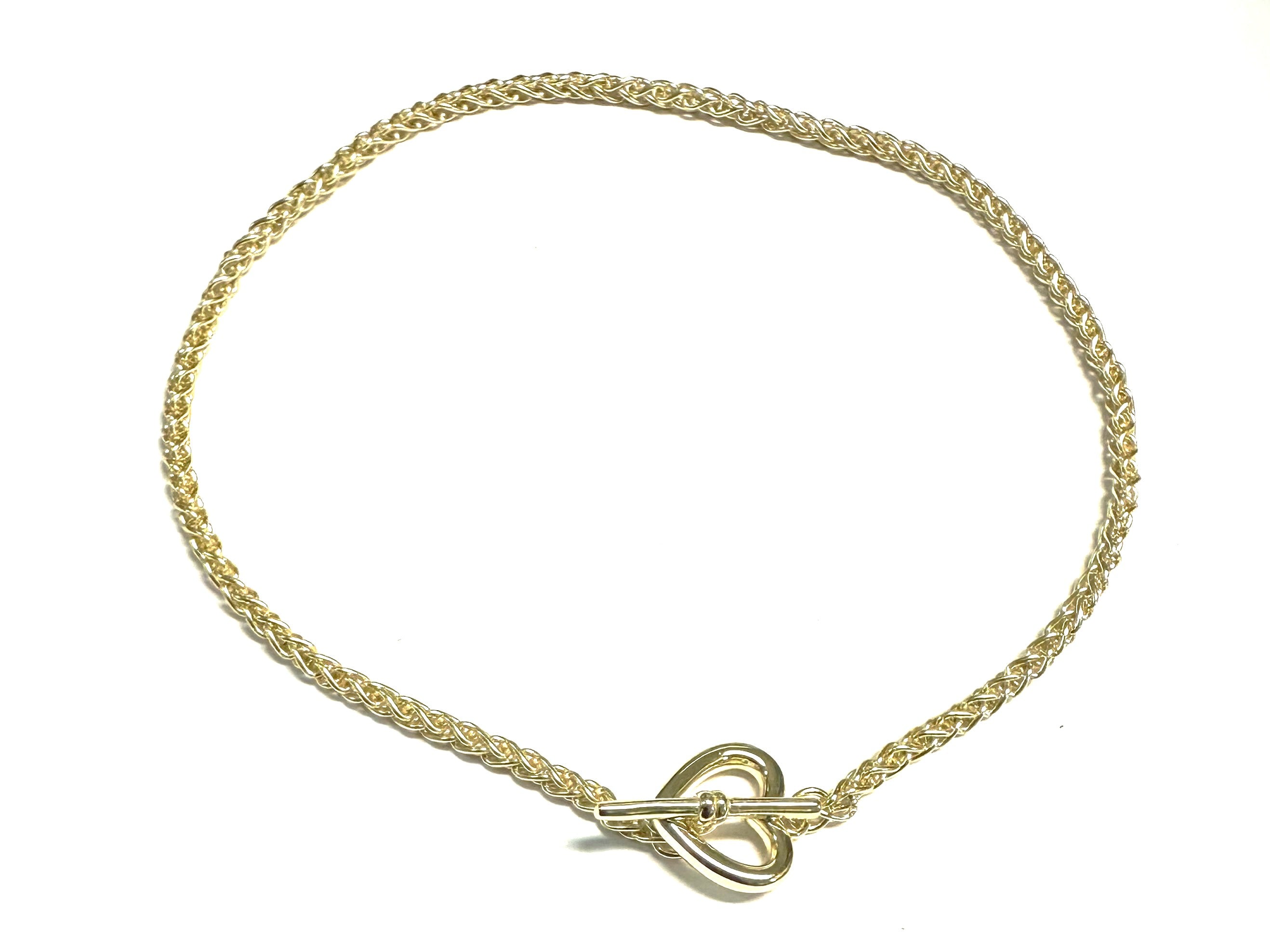 Gold Plated Silver Heart T bar Bracelet