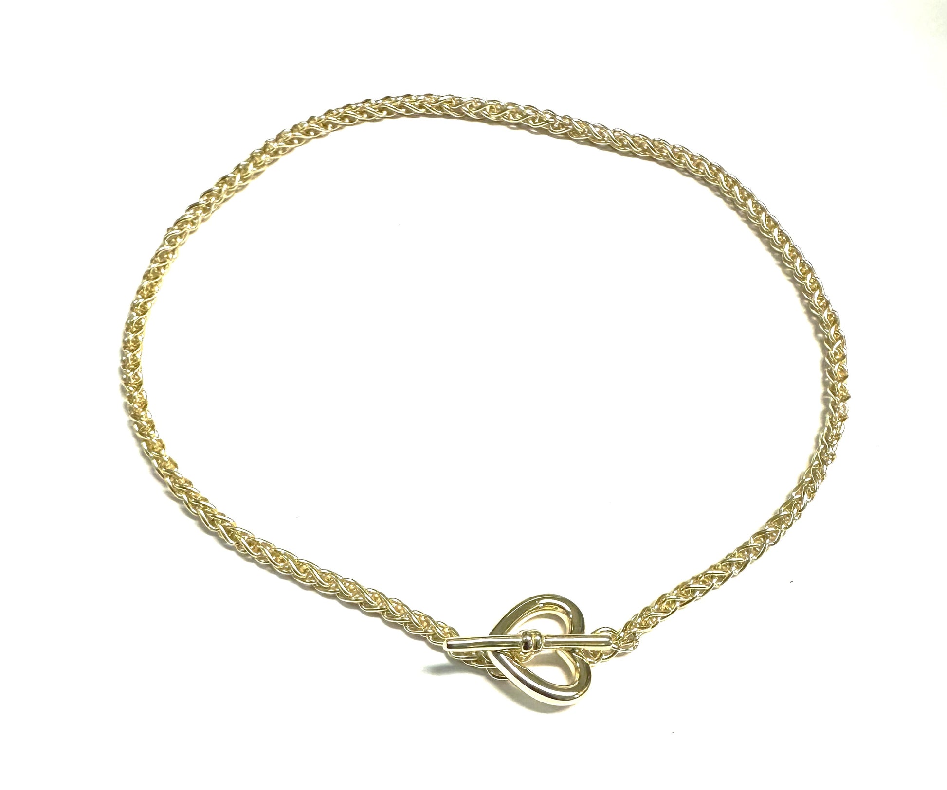 Gold Plated Silver Heart T Bar Necklace